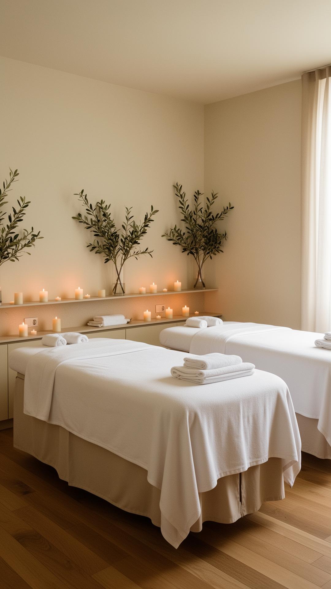 Couples massage room with candlelight